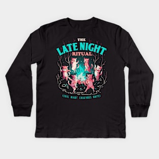 The Late Night Ritual - Cute Evil Cats Gift Kids Long Sleeve T-Shirt